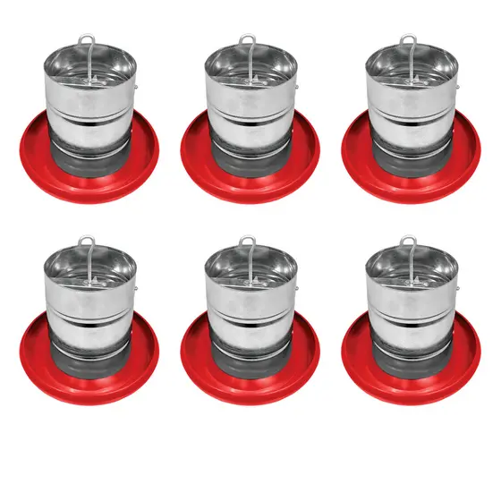 Kit 6 Comedouro Tubular 5kg p/ Frango Aves Galinha Faisão Prato Anti Desperdicio