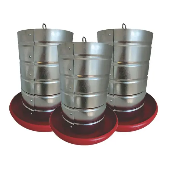 Kit 3 Comedouros Tubulares 20kg p/ Frango Aves Galinha Faisão Prato Anti Desperdicio