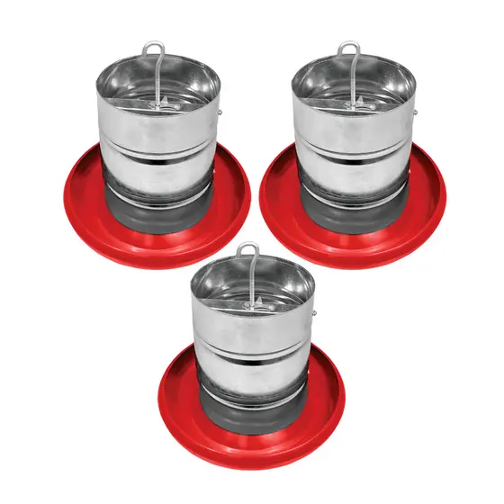 Kit 3 Comedouro Tubular 5kg p/ Frango Aves Galinha Faisão Prato Anti Desperdicio