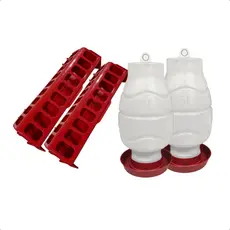 Kit Comedouro Calha 30cm e Bebedouro Com Rosca 5L Para Aves