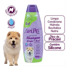 Shampoo Uva e Açaí Cães 700ml Avipet (Limpa, Condiciona, Hidrata, Revitaliza, Nutre e Brilha)