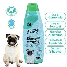 Shampoo Refrescante Cães 700ml Avipet (Limpa, Condiciona, Hidrata, Revitaliza, Nutre e Brilha)
