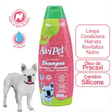 Shampoo Morango Cães 700ml Avipet (Limpa, Condiciona, Hidrata, Revitaliza, Nutre e Brilha)