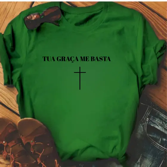 Camiseta T-shirt Feminina Blusa Cristã Estampada Em Cores Variadas Malha Confortável Pv