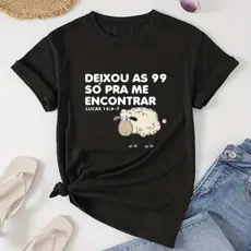 Camiseta Feminina Cristã A Ovelha Perdida Blusa Com Gola Redonda Estampada Em DTF Estilo Gospel