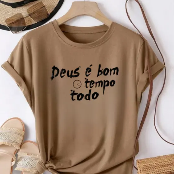 Tshirt Feminina Modelo Cristã Estampas Lindas Com Gola Redonda Para Todas Ocasiões