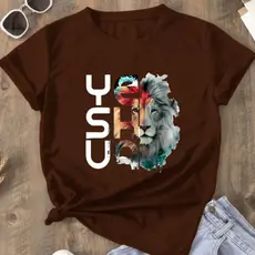 Camiseta Feminina Cristã T-shirt Leão Judá Blusa Em Cores Vivas Tendência Do Momento Malha Premium
