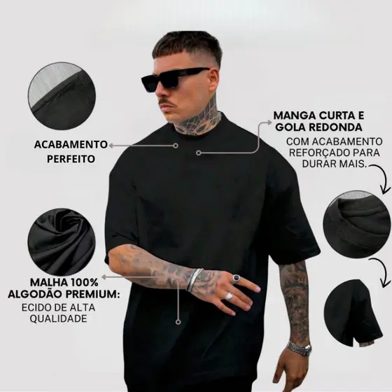 Camiseta Lisa Algodão Blusa Larga Oversized Basica Streetwear Masculina Academia Camisa Grande Confortável