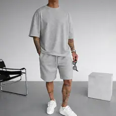 Kit Masculino Camiseta Oversized + Short Moletom Liso 100% Algodão Confortável Envio Imediato