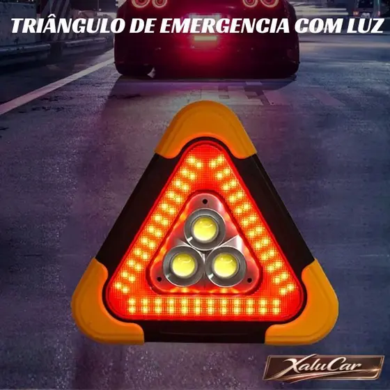 Triângulo de Emergência Automotivo Eletrônico com Iluminação e Alerta LED com 4 Modos