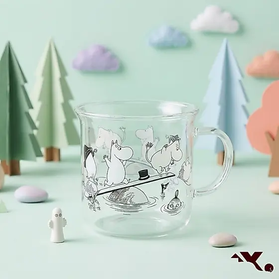 Xícara Soft e Kids de Vidro Resistente com Estampa Divertida de Hipopótamo e Melancia
