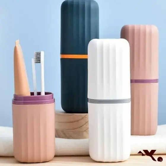 Porta Escova e Pasta de Dente Compacto e Moderno para Banheiro ou Viagem na Mochila