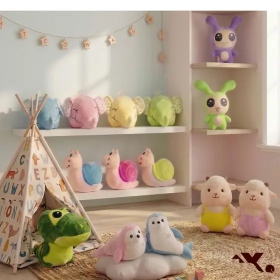 Pelúcias Fofas de Animais 20cm Modelos Variados com Detalhes Bordados e Ventosa para Fixação