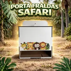 Porta Fralda Kit Higiene Mdf Safari Selva Quarto Infantil