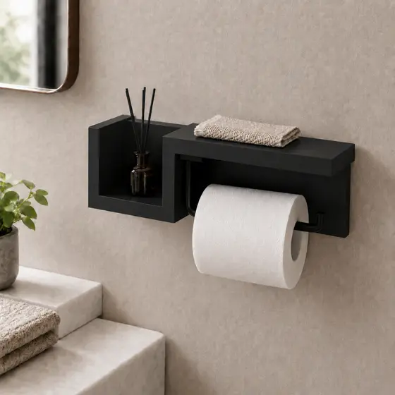 Suporte Porta Papel Higiênico com Nicho e Prateleira para Banheiro 100% MDF