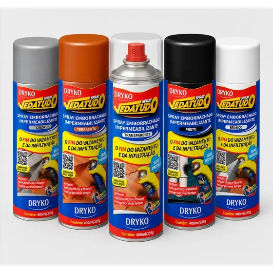 Borracha Líquida Impermeabilizante Spray Vedatudo Impermeável 400ML DRYKO