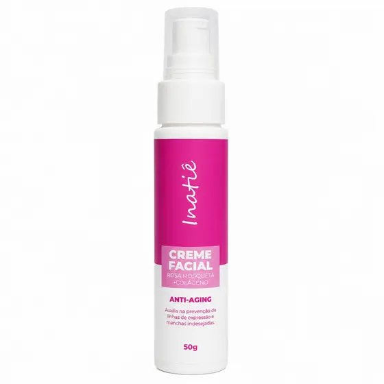 Creme Hidratante Facial Rosa Mosqueta 50g Colágeno Textura Leve Nutrição Profunda Pele Macia Inatiê