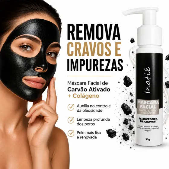 Máscara Facial Black Carvão Ativado Colágeno Removedora Cravos Limpeza Poros Abertos Peel Off 50g