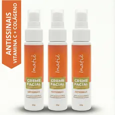 Kit 3 Cremes Facial Antissinais Vitamina C Colágeno Inatiê 50g
