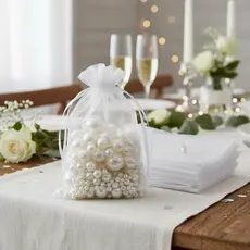 Kit 10/50/100 Saco Saquinho Organza Tule Saquinho 7x9 9x12 10x15 13x18 20x30 Branco Festa Casamento