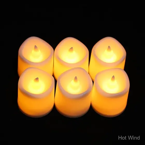 Kits 12/20/24 Velas Led Eletrônica Chama Amarela Escorrida