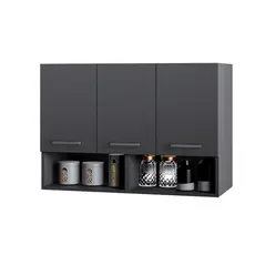 Armário Suspenso para Cozinha com Prateleira Inferior 3 portas compacto moderno moveis bonatto