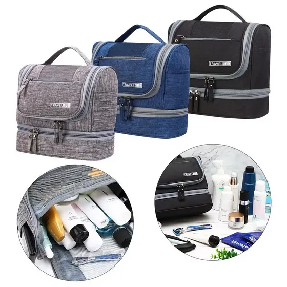 Nécessaire Bolsa De Viagem 3 Divisórias Impermeável Com Alça Portátil