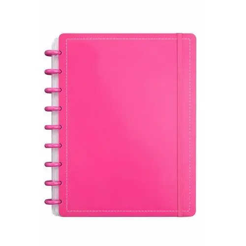 Caderno Inteligente Médio Rosa Capa Dura Folhas Reposicionaveis Organizador Estudo Trabalho