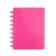 Caderno Inteligente Médio Rosa Capa Dura Folhas Reposicionaveis Organizador Estudo Trabalho