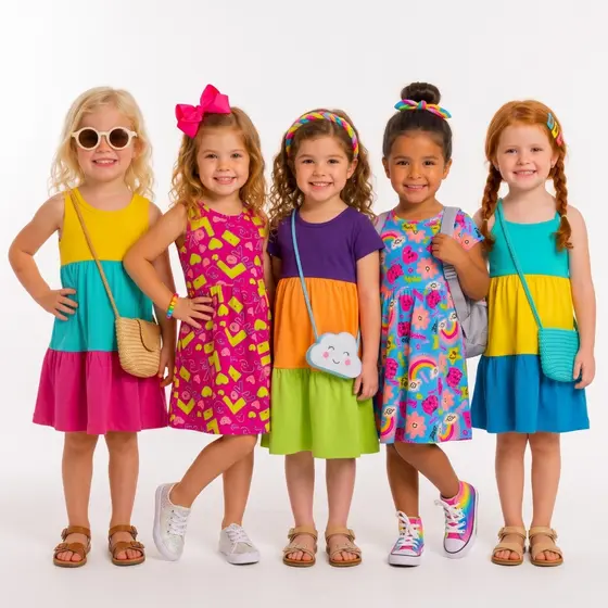 Kit 4 Vestidos Infantis Menina Algodão Verão Regata e Alcinha Macio Dia a Dia Preço Atacado Lote Fresquinho 1 ao 8 anos