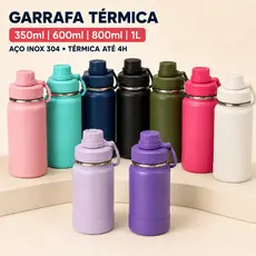 Garrafa Térmica Com Alça De Inox - Mantém a Bebida Gelada ou Quente-350ml/600ml / 800ml/ 1000ml Ao26