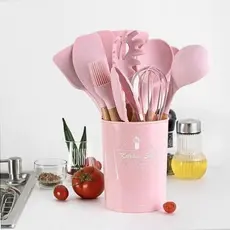 Kit Conjunto 12 Pçs De Utensílios Facas Silicone e Plástico Cozinha Jogo Completo Batedeira Colher Pegador