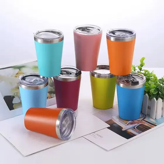 Copo Térmico 360ml Aço Inox com Tampa Parede Dupla para Café Cerveja Bebidas Quentes e Geladas