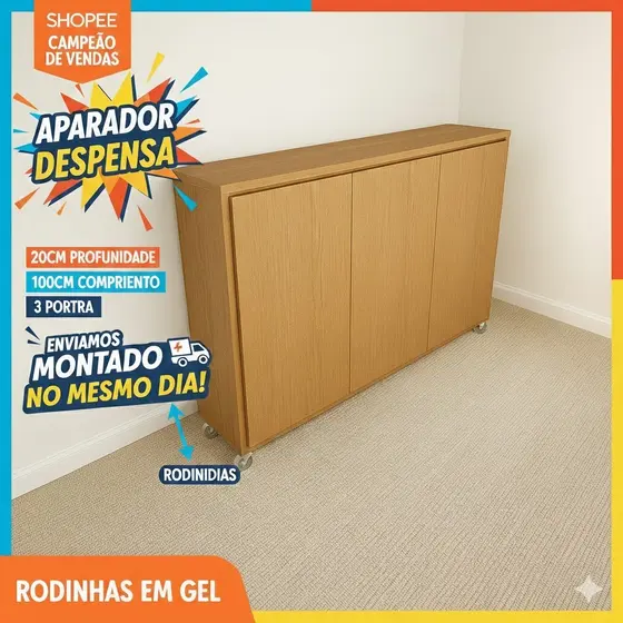 Nicho Aparador Com 3 Portas Em Mdf Com Divisória 80x100x20