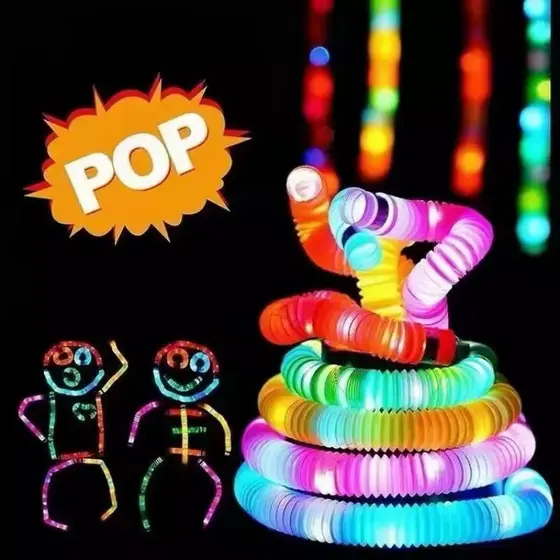 kit 6/9/12/15 pcs Poptube Com Led Tubo Fidget Tube Toys Folding Pop It Cor Colorido para festas
