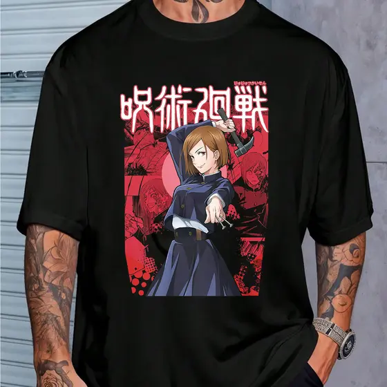 Camiseta Masculina Feminina Estampa Nobara Kugisaki Martelo Mangá Vermelho Jujutsu Kaisen T-shirt Unissex Envio Imediato
