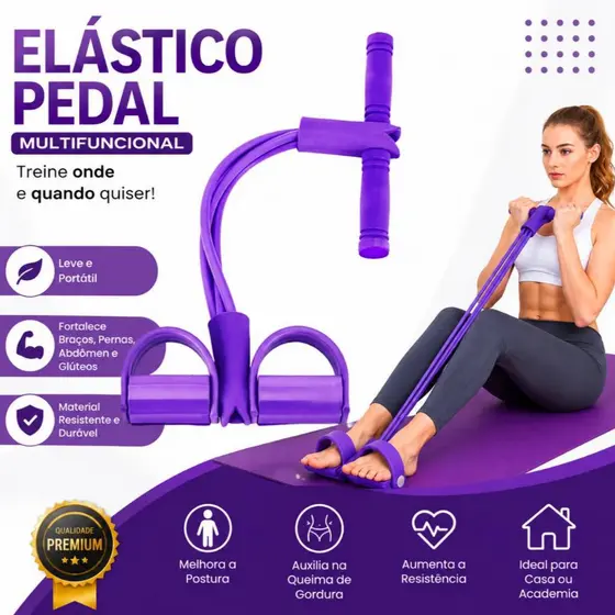 Elástico Extensor com Pedal Fitness Musculação Pilates Treino Funcional Fortalecimento Muscular