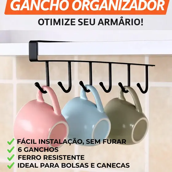 Organizador de Armário Gancho de Ferro Multifuncional Mais Espaço, Praticidade e Organização