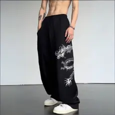 Calça Moletom Wide Estilo Oversized Largo Unissex  Dragon Style Streetwear Confortável