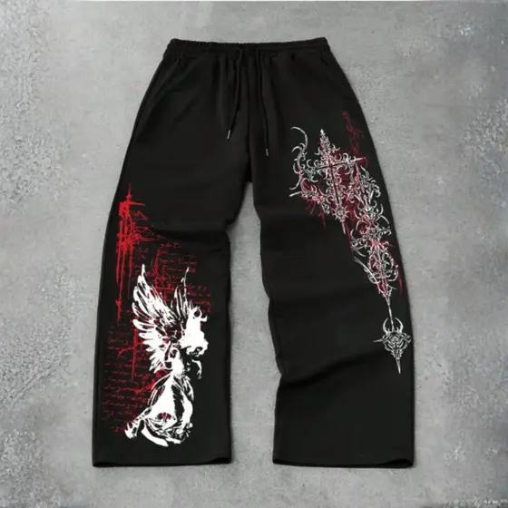 Calça Moletom Wide Baggy Lançamento Estilo De Rua Moda Americana