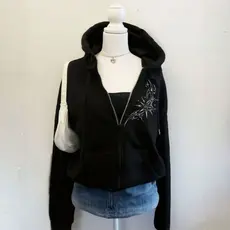 Moletom Zíper Casual Estampa Y2k Vintage Feminino Peluciado