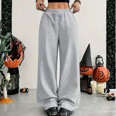 Calça Moletom Larga Wide Leg Baggy Streetwear Urban Vibes Cintura Elástica Estilo Coreano