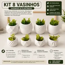 Kit 2 vasinhos 4 Vasinhos 8 vasinhos Decorativo Acompanha  Plantas artificial Quarto Sala Escritorio