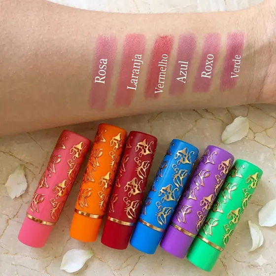 Kit 6 Batons Coloridos Mágicos – Efeito Glow Natural, Hidratação e Fixação Duradoura