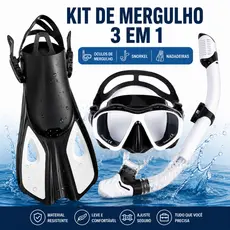Máscara de Mergulho com Snorkel e Nadadeiras para Adultos - Visão Amplo, Silicone Confortável, Visão Subaquática Clara