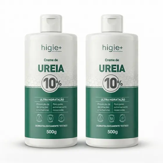 Kit 2 Cremes de Ureia 10% Higie+ 500g Hidratante para Pele Seca
