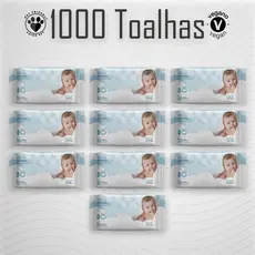 Kit 10 Toalhas Umedecidas Gió Baby 100 Folhas 98% Água Lenço Umedecido