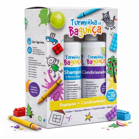 Kit Infantil Shampoo + Condicionador 500 Ml - Turminha Da Bagunça