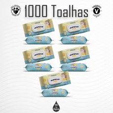 Kit com 10 Toalhas Umedecidas Premium 100 Folhas Mamito Baby Vegano 98% Água Lenço Umedecido