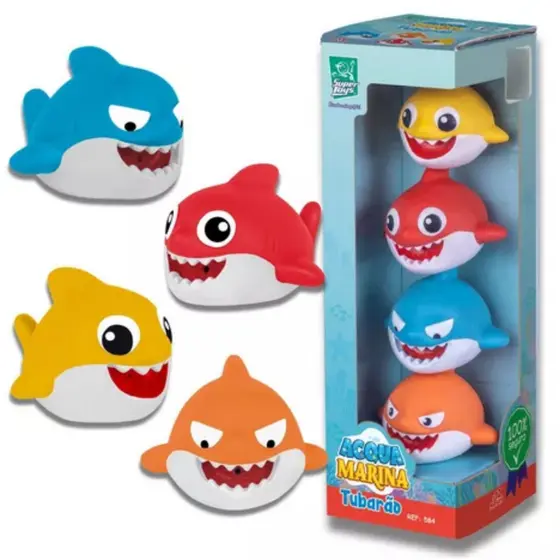 04 Tubarão Mordedor Soft Para Bebês Brinquedo Macio Banheira